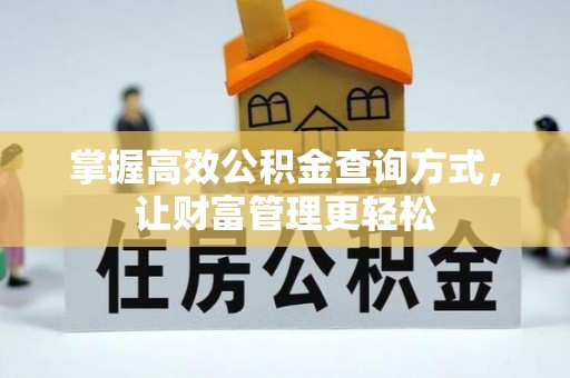 新房掌握高效公积金查询方式，让财富管理更轻松
